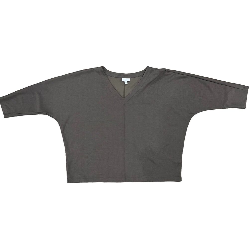 J. Jill Women’s Sweater Dolman Sleeves V-Neck 3/4 Sleeve Taupe Size Large